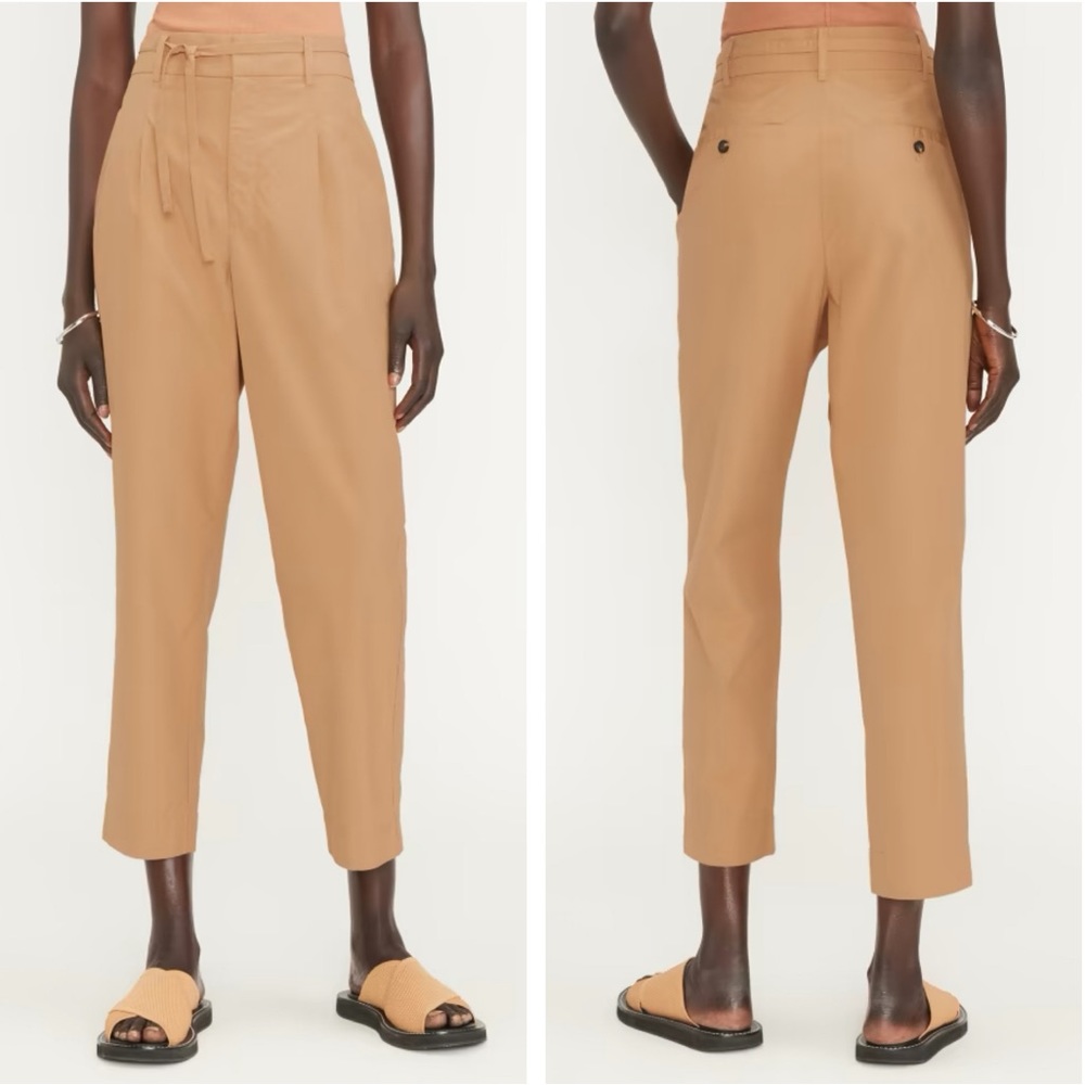 NEW Everlane The Poplin Pleated Taper Pant in Caramel